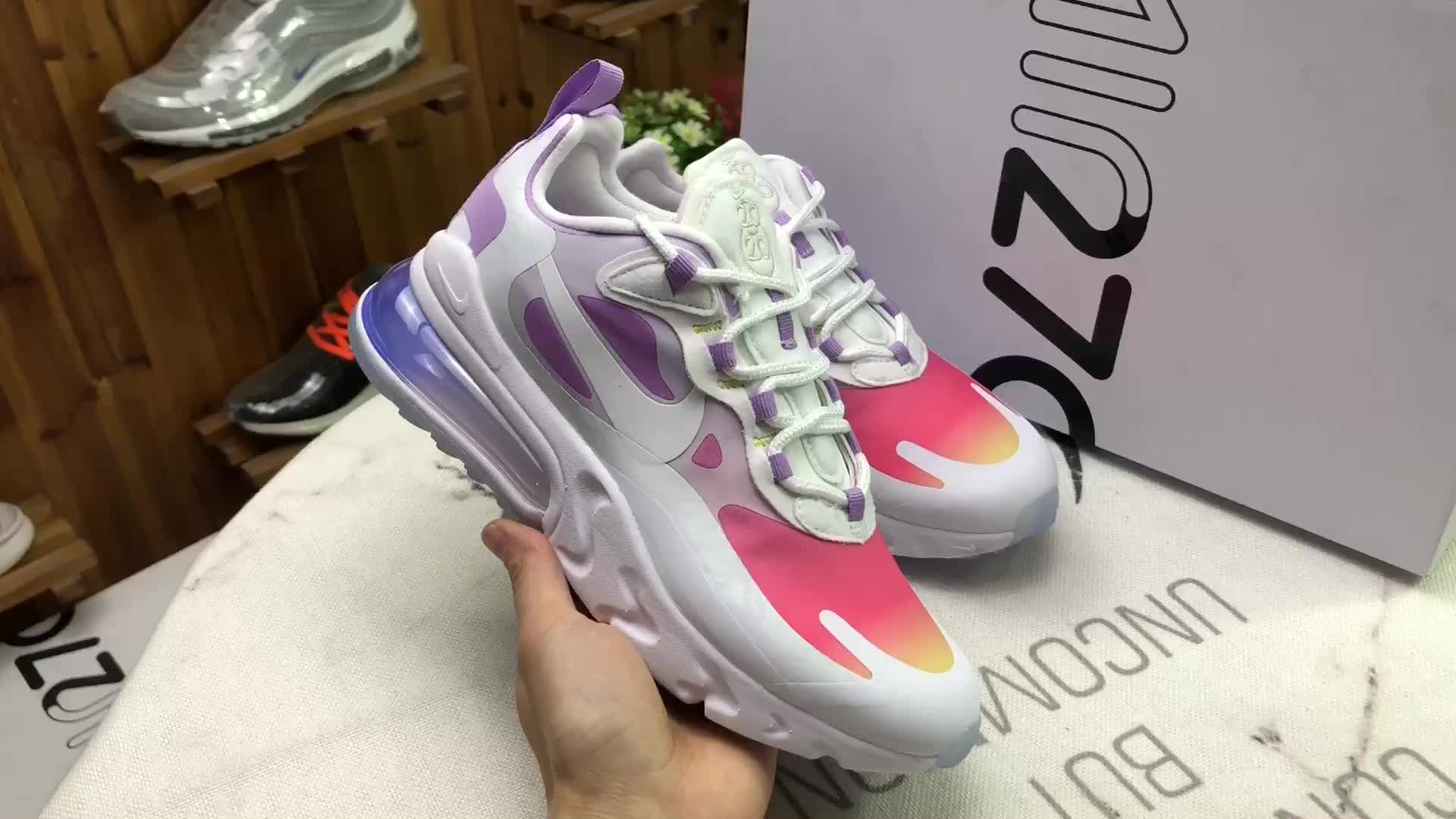 200纯原耐克nike 新品女子渐变彩虹air max 270气垫鞋