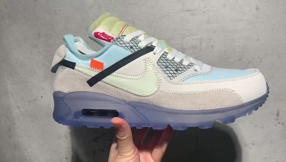 全白ow off white 耐克联名90气垫鞋 aa7293-100 off white x nike