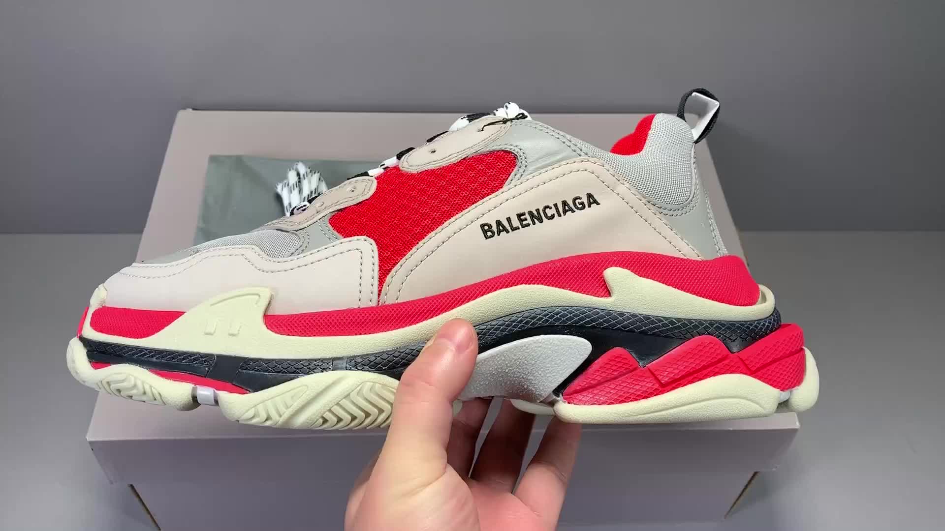 韓國zh版):巴黎老爹鞋】灰米紅 國產版 balenciaga tripe-s 巴黎世家