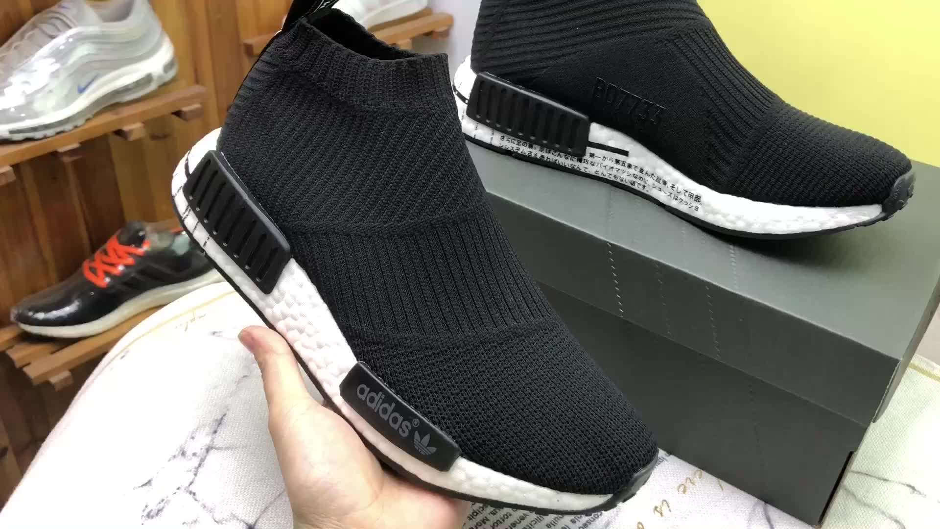 nmd_cs1 pk 三葉草 nmd巴斯夫爆米花聯名款 男女高幫襪套休閒鞋 bd