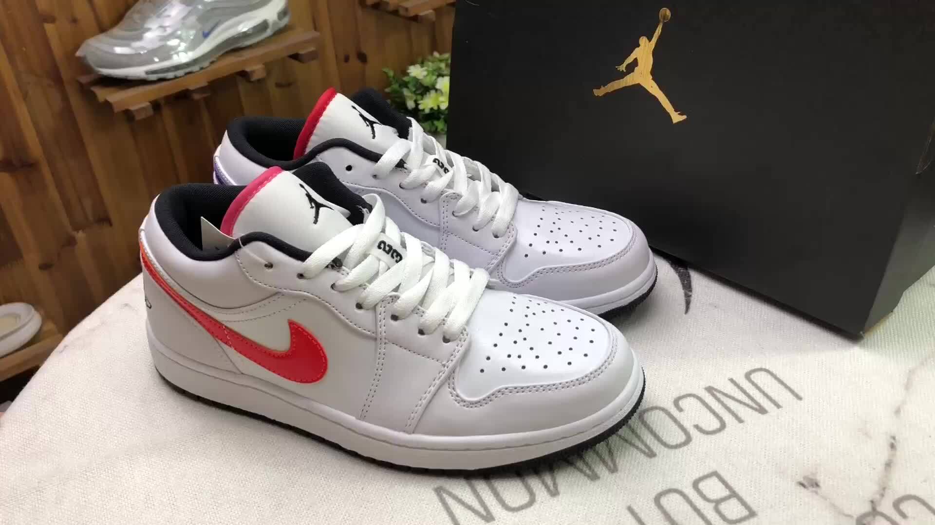 纯原乔1 air jordan 1 aj1 low 白色低帮糖果四色彩勾板鞋cw7009-100
