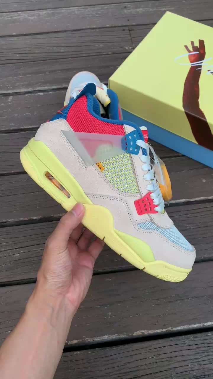 590yuanaj4联名南海岸unionlaxairjordan4aj4联名南海岸粉红蓝dc9533