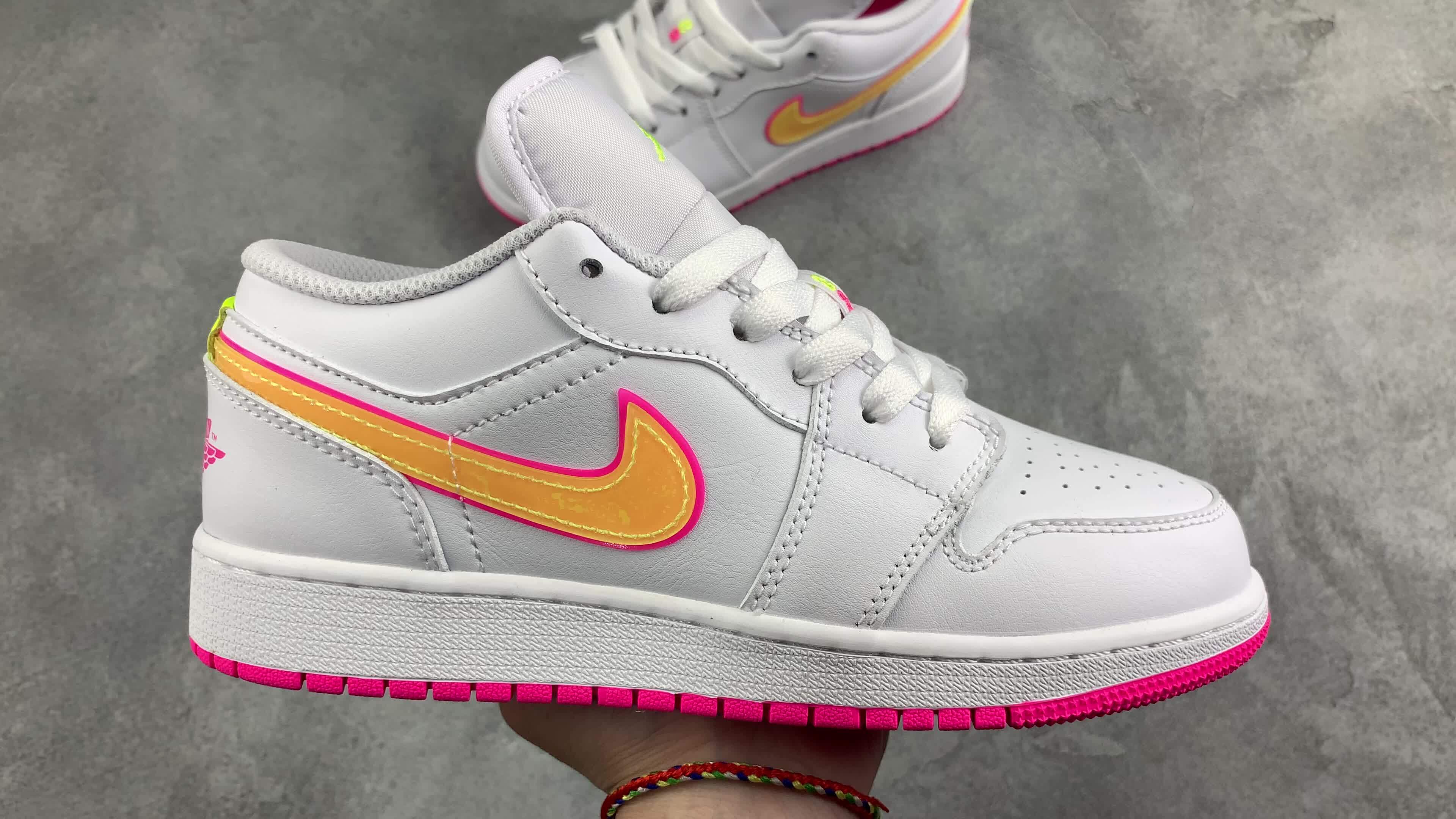 air jordan 1 low aj1 糖果 霓虹白粉黄低帮 cv4610-100 | 又拍图片