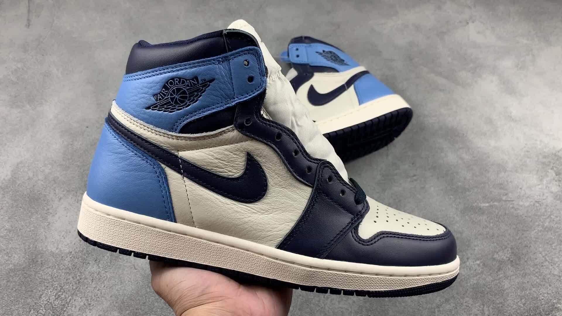 air jordan aj1 unc新北卡 黑曜石 白蓝 黑蓝脚趾 校园蓝 货号:555088