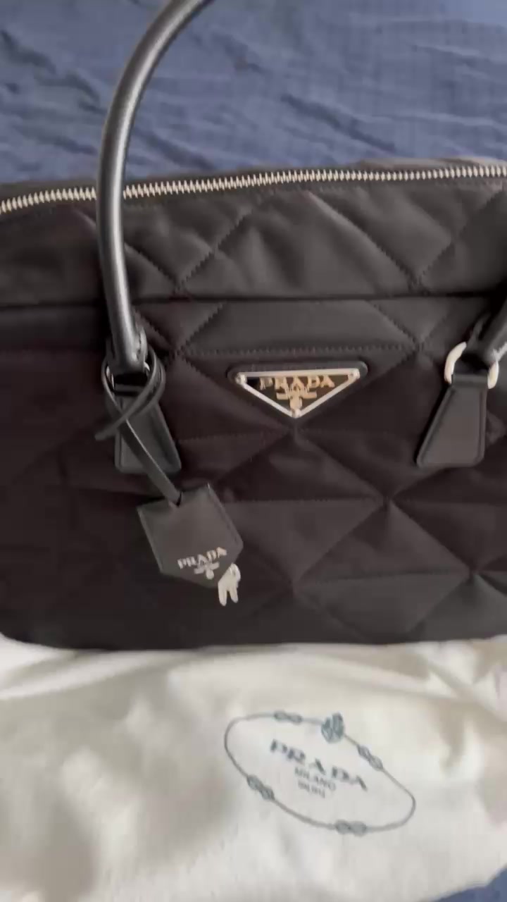 Prada Re-Nylon Quilted Travel Bag Black.mp4